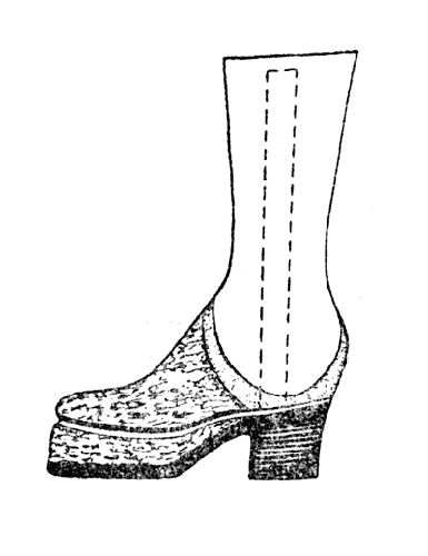 Рис. 71. Ортопедический ботинок с двойной пробкой и шиной для культи голени после операции Сайма (Тривес).