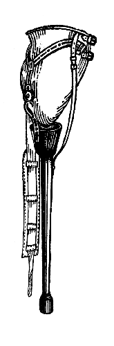 Рис. 101. Протез-деревяжка для очень коротких культей бедра или после вылущения его (Модель Ленинградского протезного завода).